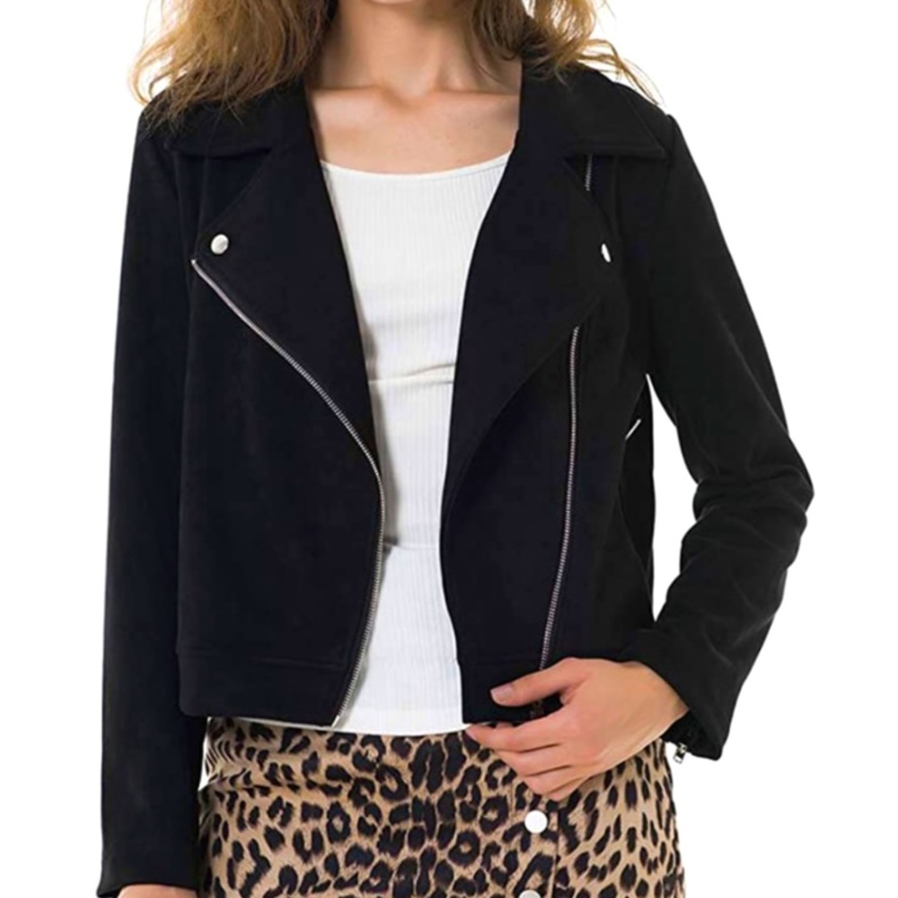 Apperloth Women's Faux Suede Moto Biker Jacket